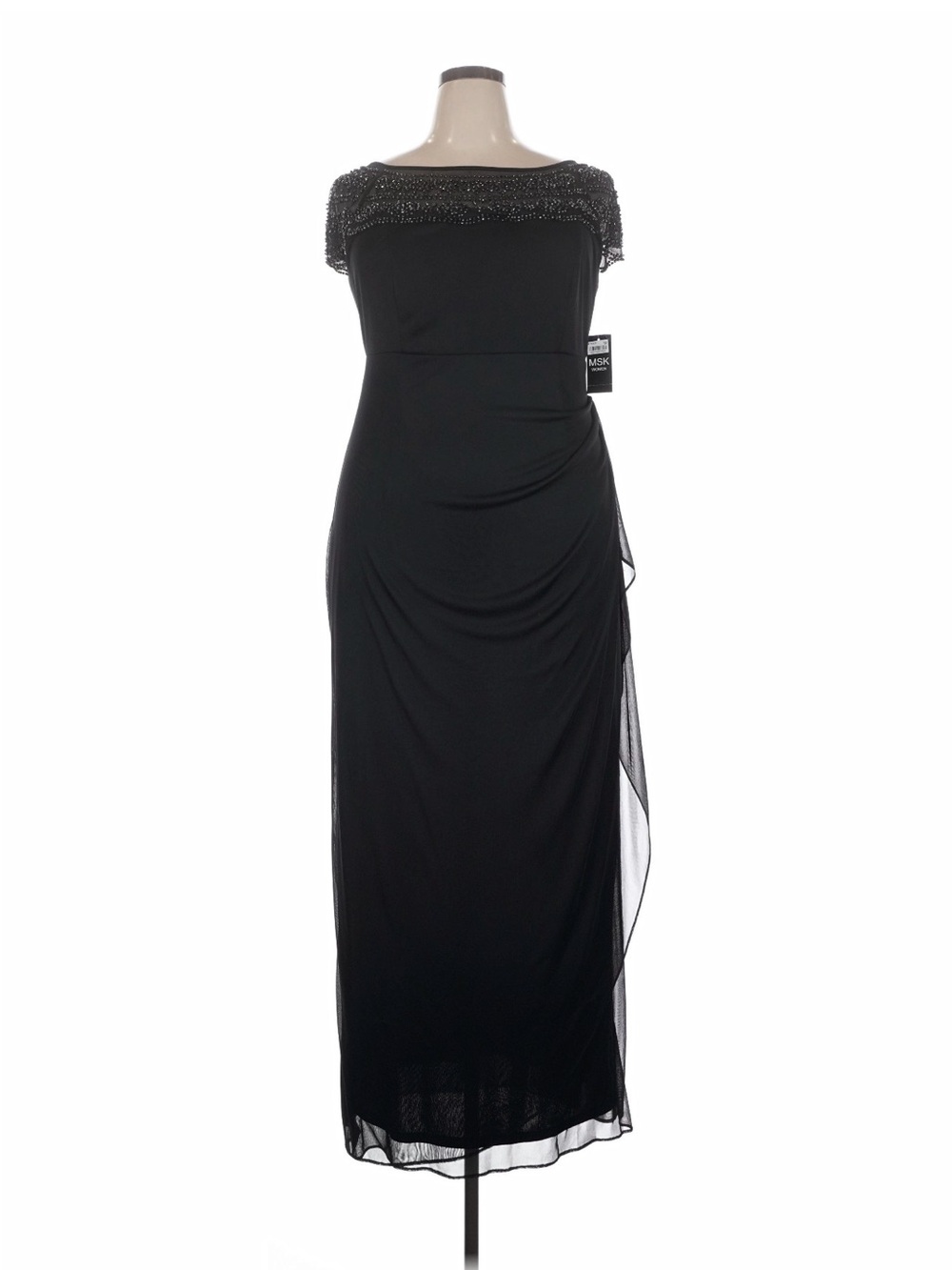 MSK Beaded Neck Maxi Dress - Black, 16W